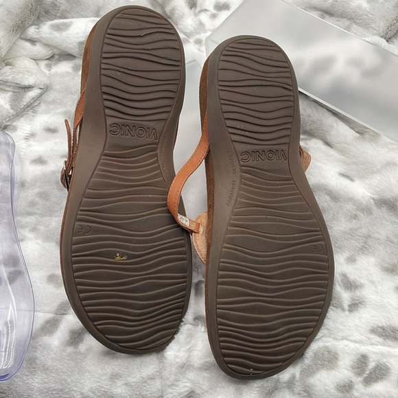 Vionic Ricci Brown Leather Rhinestone Sandals Size 8 - Picture 4 of 6